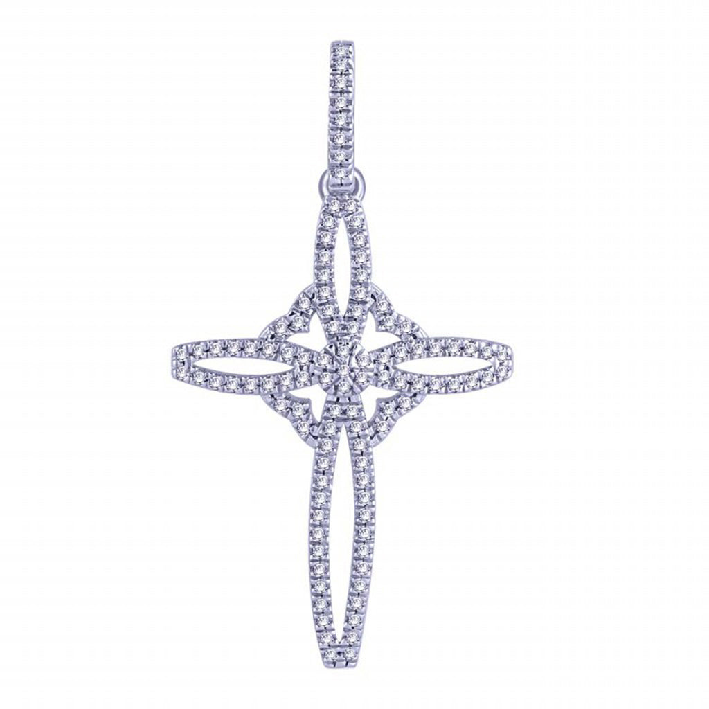 10K White Gold 0.25 Cttw Diamond Cross