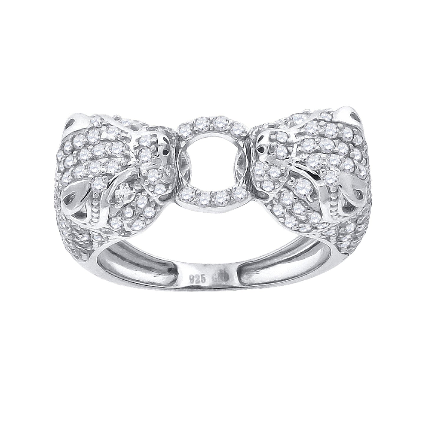 Sterling Silver Womens Cubic-Zirconia Bow Knot Fashion Bridal Anniversary Wedding Engagement Band Ring