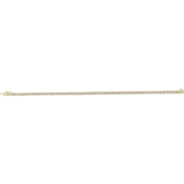 14K Yellow Gold Round I1, G-I 7 In Polished Natural Diamond Line Bracelet