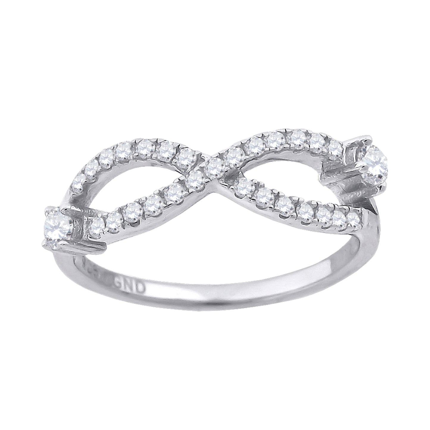 Sterling Silver Womens Cubic Zirconia Infinity Fashion Bridal Anniversary Wedding Engagement Band Ring