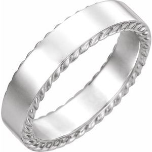 14K White Gold 6 Mm Polished Rope Pattern Wedding Band Size 11