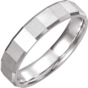Sterling Silver 5 Mm Polished Comfort-Fit Patterned Wedding Band Size 11