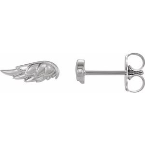 Sterling Silver Pair Friction Backs Angel Wing Stud Earrings