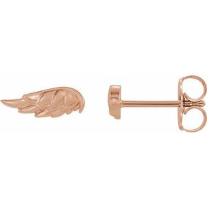 14K Rose Gold Pair Friction Backs Angel Wing Stud Earrings