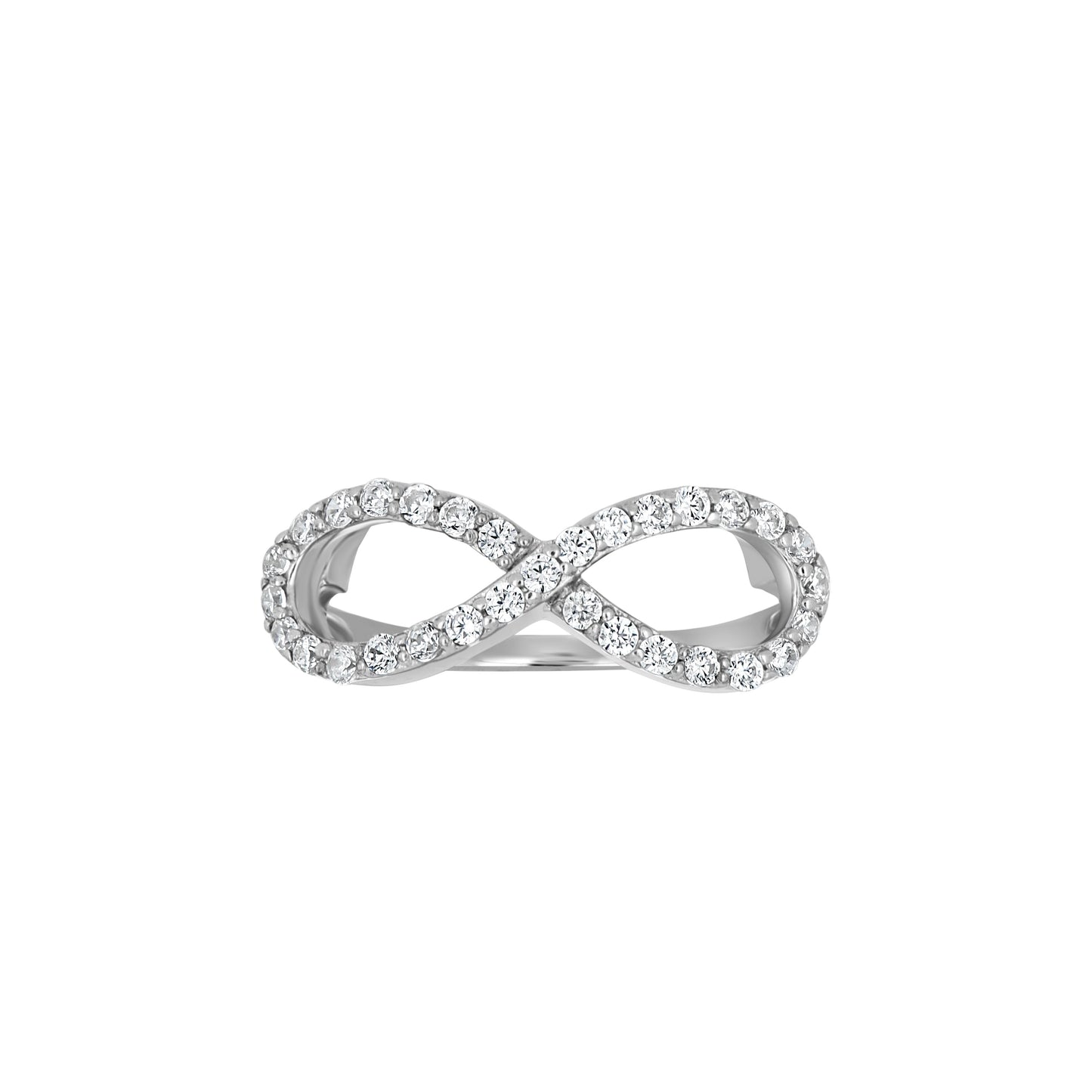 Sterling Silver Women's Cubic-Zirconia Infinity Fashion Bridal Anniversary Wedding Engagement Band Ring