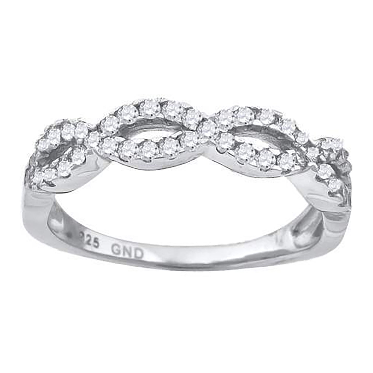 Sterling Silver Women's Cubic-Zirconia Infinity Fashion Bridal Anniversary Wedding Engagement Band Ring