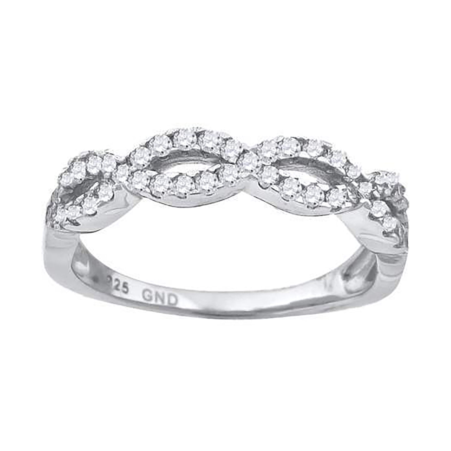 Sterling Silver Women's Cubic-Zirconia Infinity Fashion Bridal Anniversary Wedding Engagement Band Ring