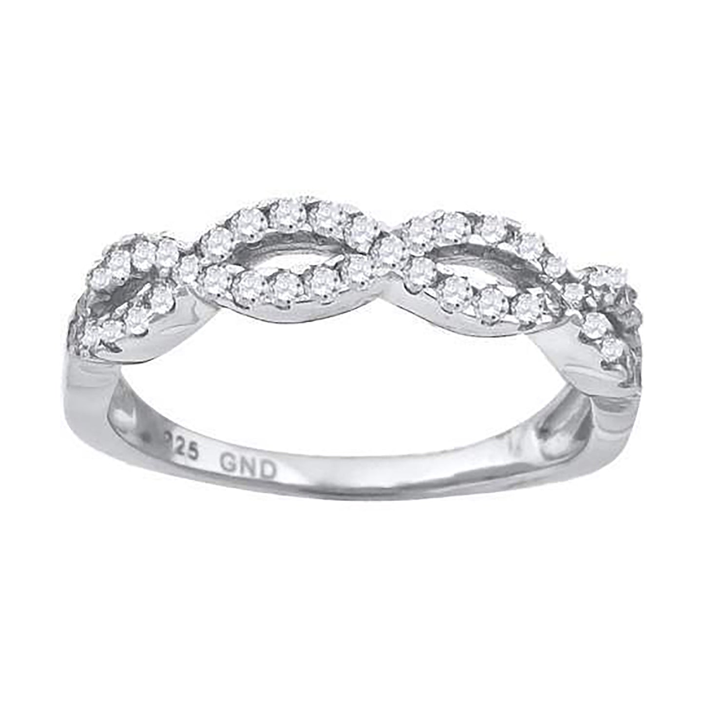 Sterling Silver Women's Cubic-Zirconia Infinity Fashion Bridal Anniversary Wedding Engagement Band Ring