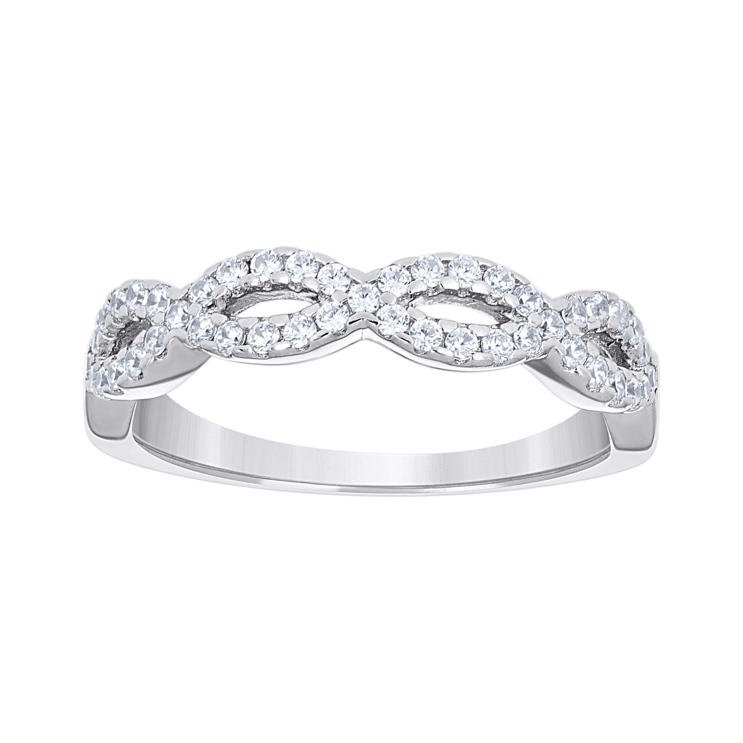 Sterling Silver Women's Cubic-Zirconia Infinity Fashion Bridal Anniversary Wedding Engagement Band Ring