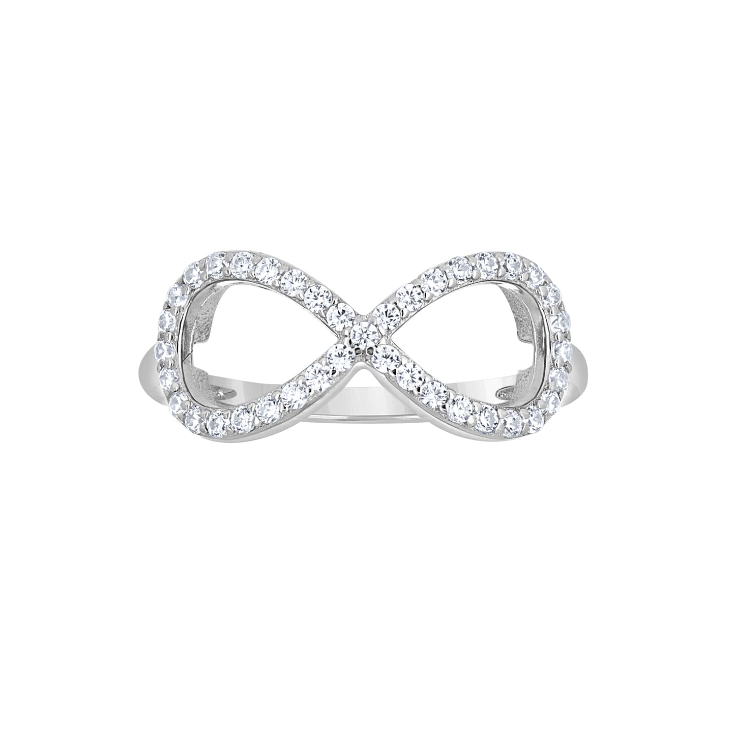 Sterling Silver Womens Cubic-Zirconia Infinity Bridal Anniversary Wedding Engagement Band Ring