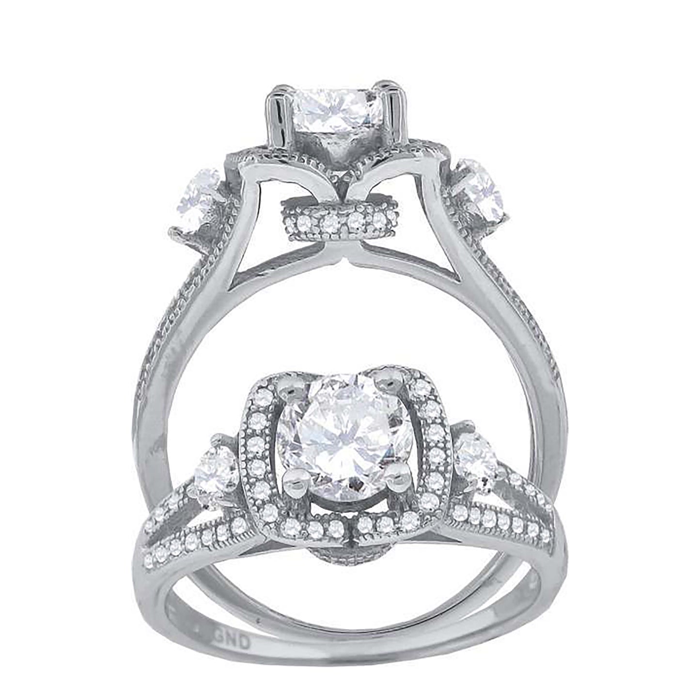 Sterling Silver Women's Cubic-Zirconia Fashion Bridal Anniversary Wedding Engagement Band Ring