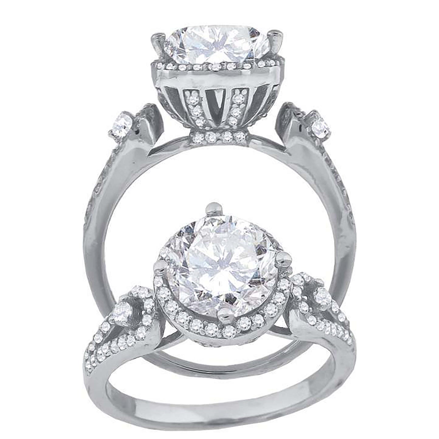 Sterling Silver Women's Cubic-Zirconia Fashion Bridal Anniversary Engagement Wedding Ring