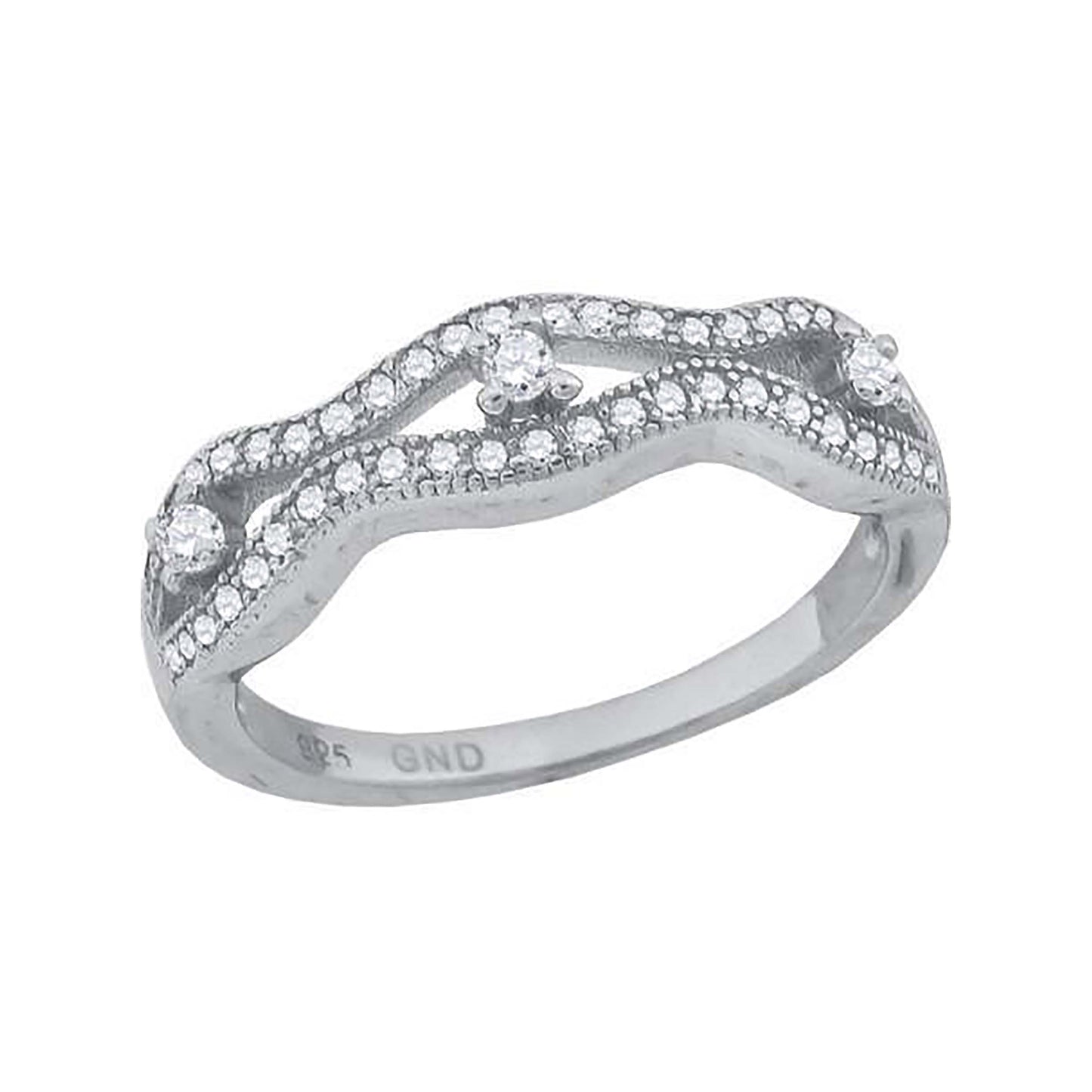 Sterling Silver Women's Cubic-Zirconia Fashion Bridal Anniversary Wedding Engagement Band Ring