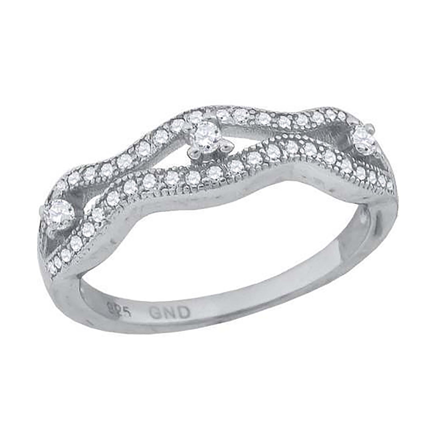 Sterling Silver Women's Cubic-Zirconia Fashion Bridal Anniversary Wedding Engagement Band Ring