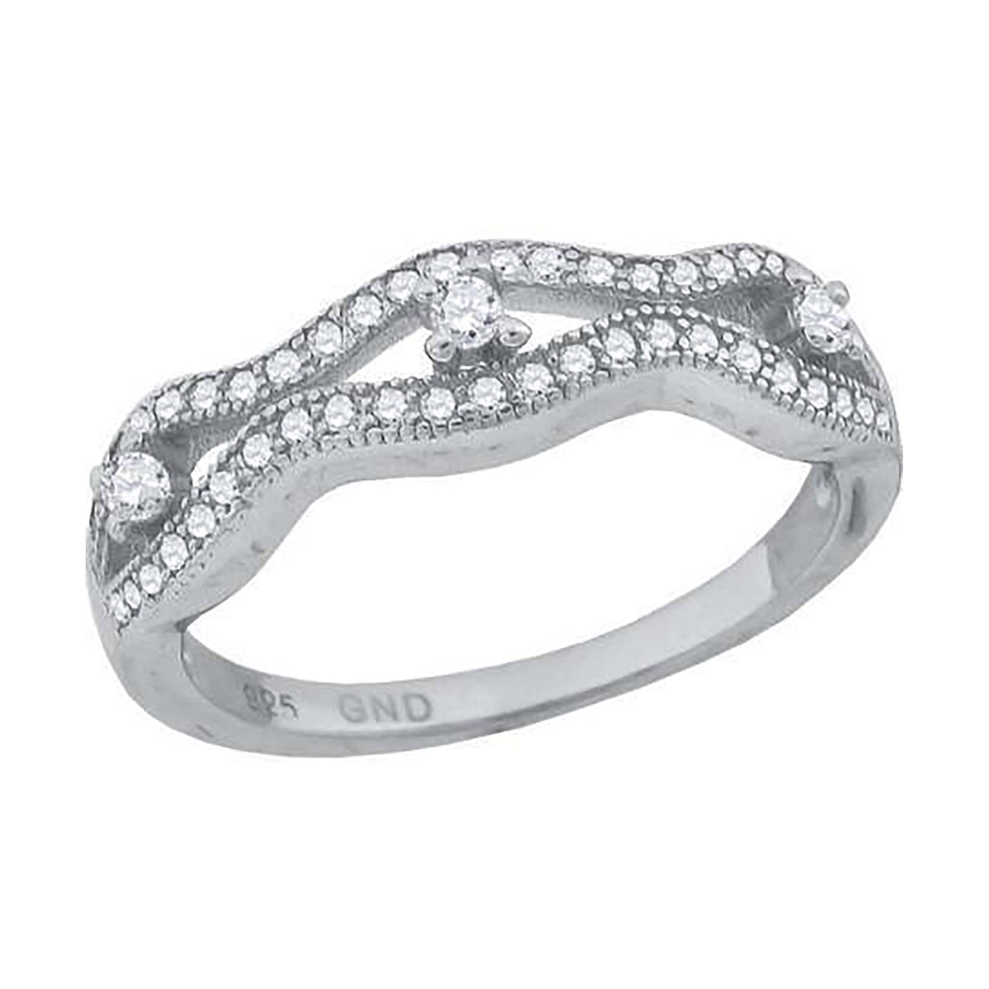 Sterling Silver Women's Cubic-Zirconia Fashion Bridal Anniversary Wedding Engagement Band Ring