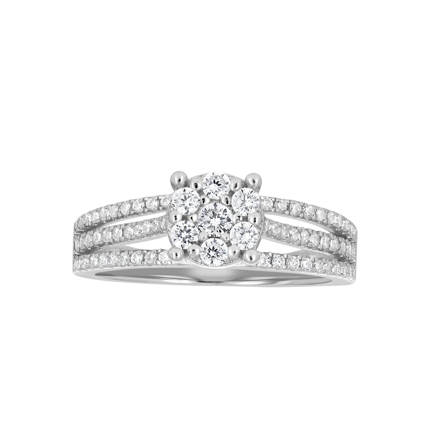 Sterling Silver Women's Cubic-Zirconia Fashion Bridal Anniversary Engagement Wedding Ring