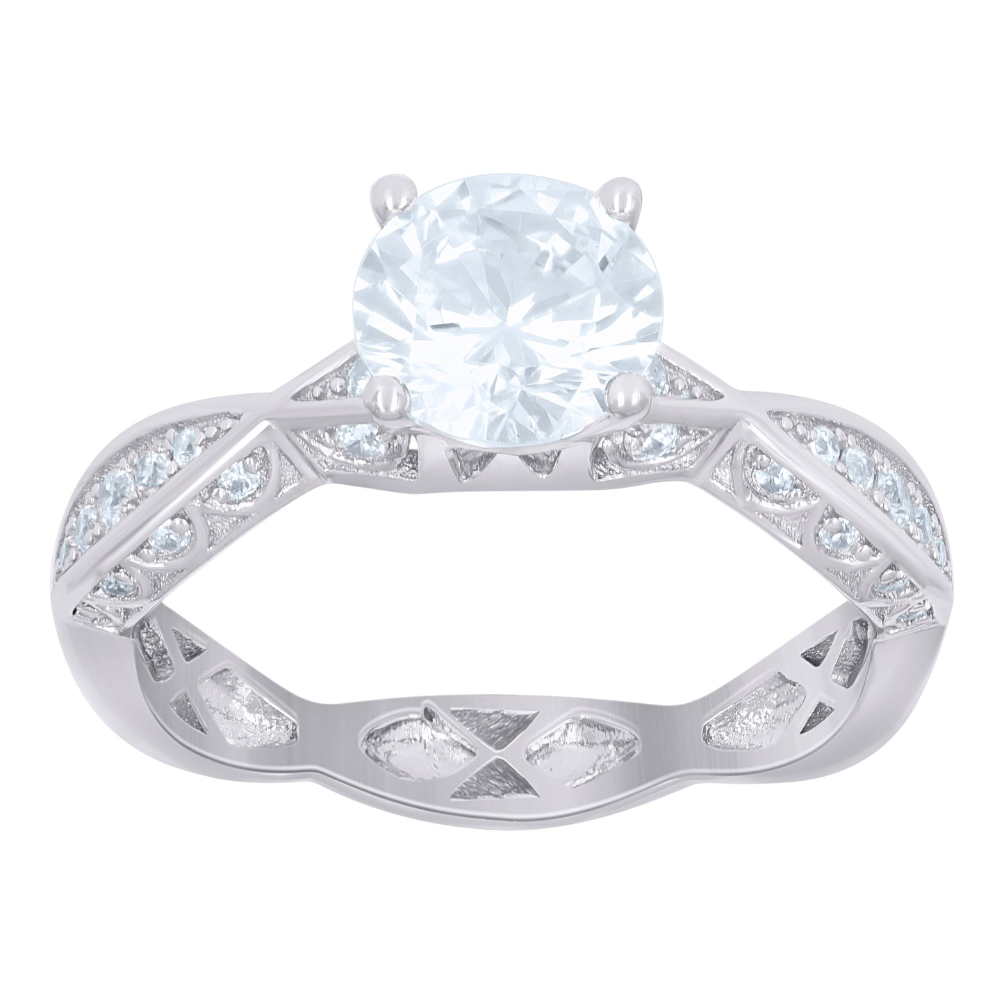 Sterling Silver Women's Cubic-Zirconia Fashion Bridal Anniversary Wedding Engagement Band Ring