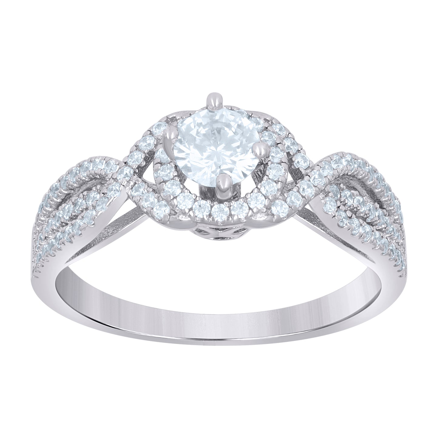 Sterling Silver Women's Cubic-Zirconia Fashion Bridal Anniversary Engagement Wedding Ring