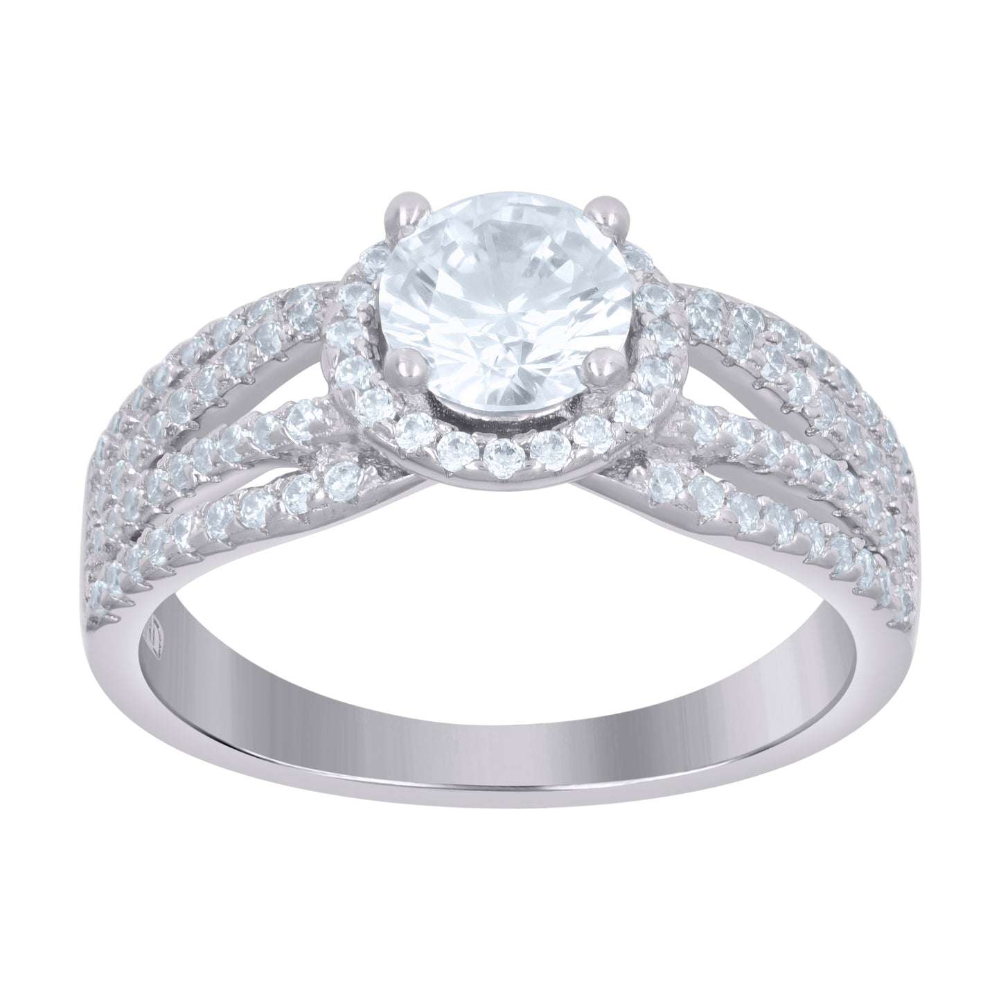 Sterling Silver Women's Cubic-Zirconia Fashion Bridal Anniversary Engagement Wedding Ring