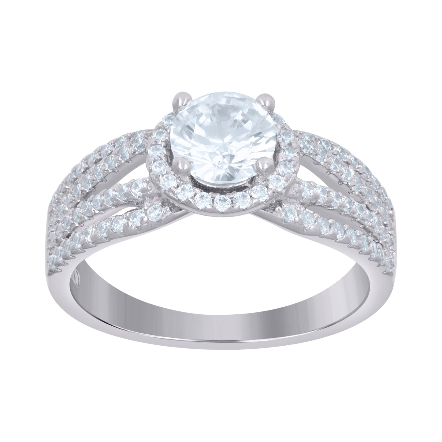 Sterling Silver Women's Cubic-Zirconia Fashion Bridal Anniversary Engagement Wedding Ring