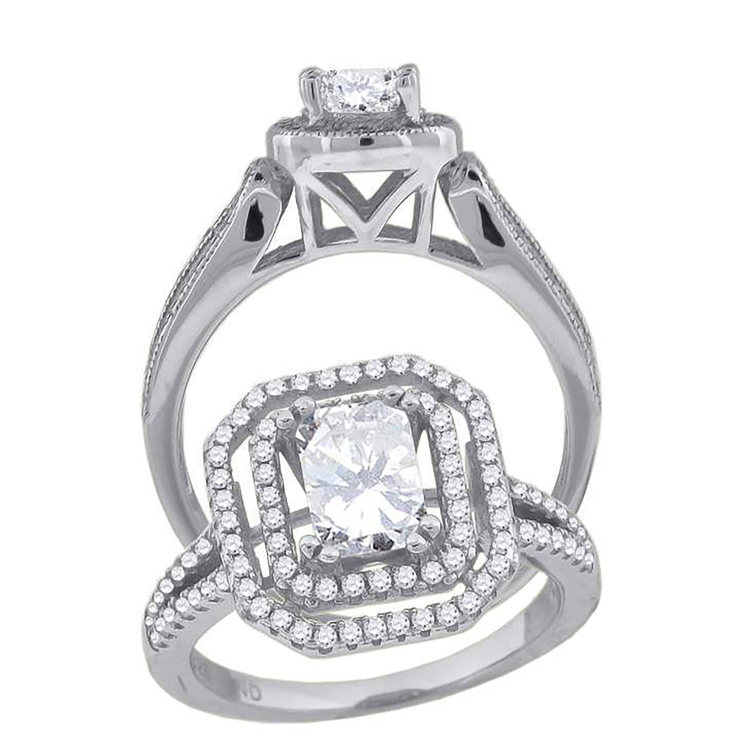 Sterling Silver Womens Oval Cubic-Zirconia Fashion Bridal Anniversary Wedding Engagement Band Ring
