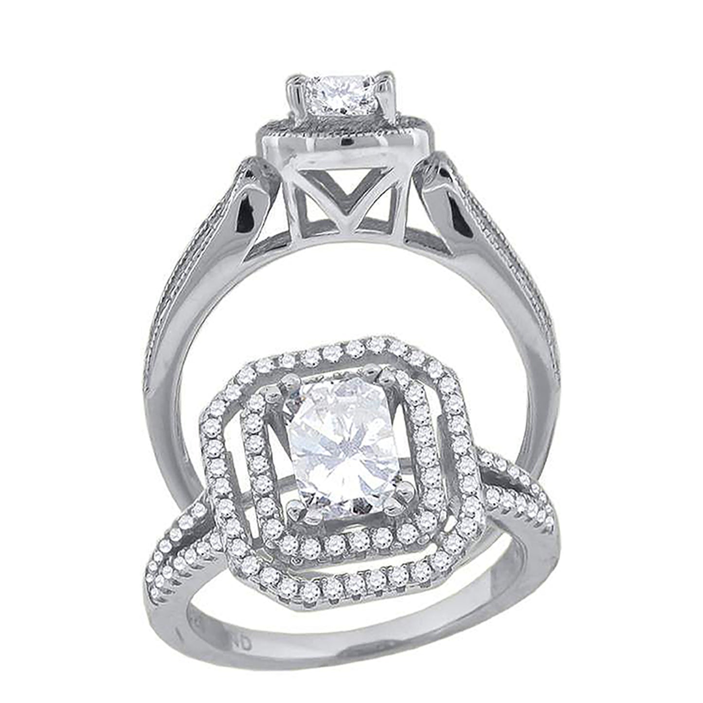 Sterling Silver Womens Oval Cubic-Zirconia Fashion Bridal Anniversary Wedding Engagement Band Ring