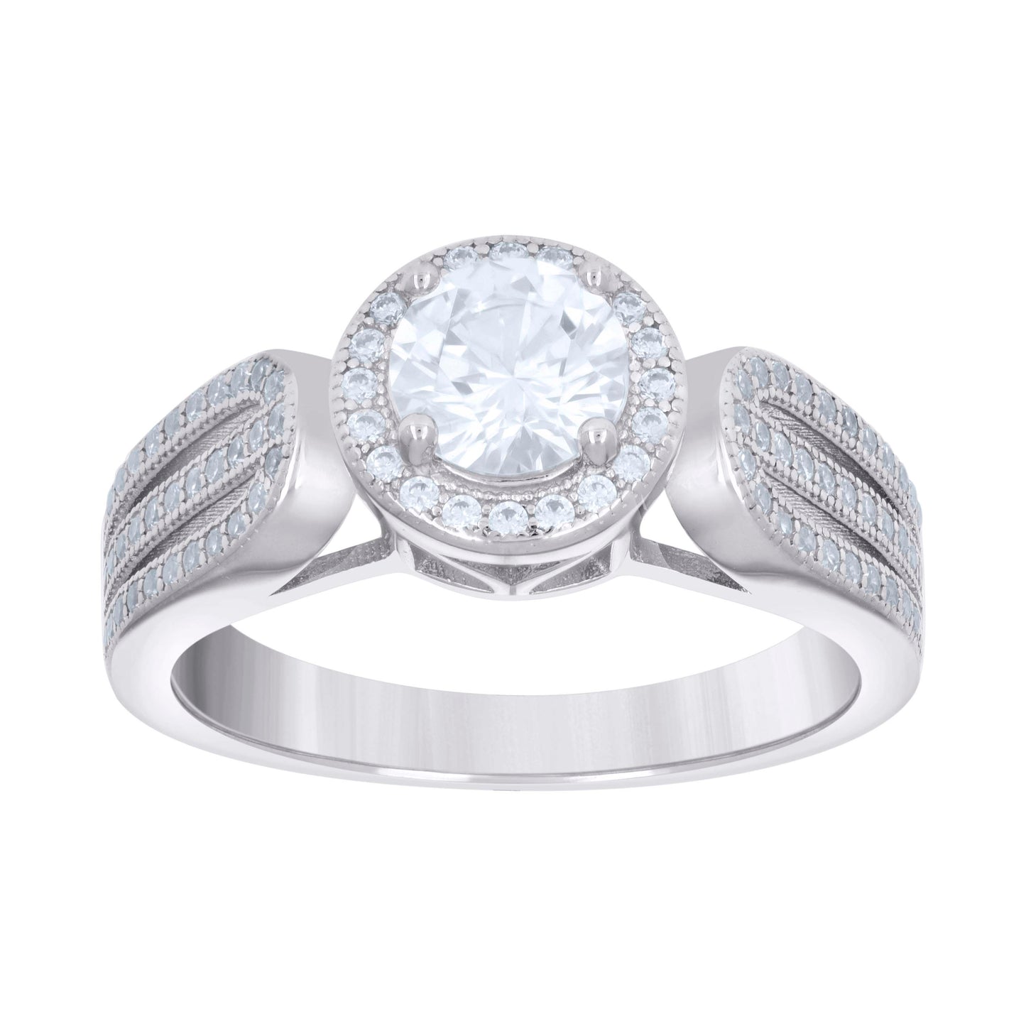 Sterling Silver Women's Cubic-Zirconia Fashion Bridal Anniversary Wedding Engagement Band Ring