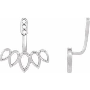 14K White Gold Pair Polished Front-Back Earring Jackets