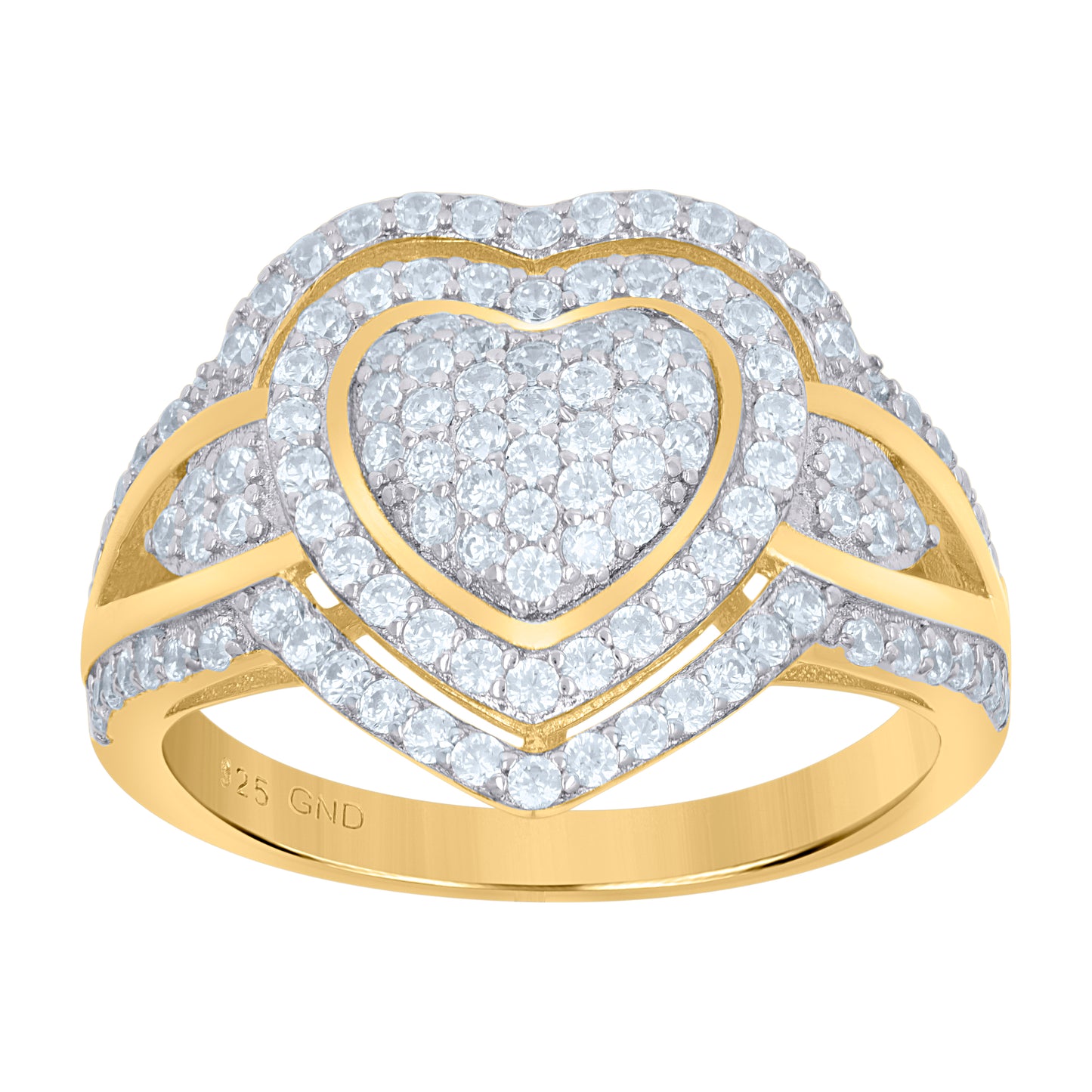 Sterling Silver Women's Cubic-Zirconia Heart Bridal Anniversary Wedding Engagement Band Ring