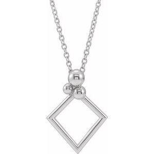 Sterling Silver 16.1 X 11.8 Mm 16-18 In Polished Geometric Necklace