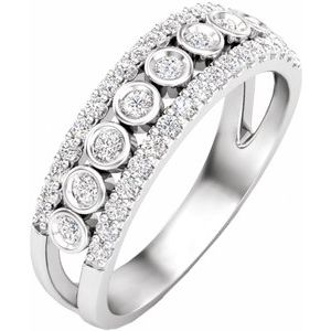 14K White Gold Natural Diamond Round Natural Diamond Polished 1/2 Ctw Natural Diamond Anniversary Band Size 7