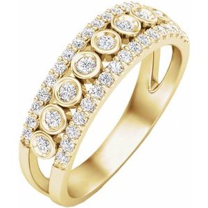 14K Yellow Gold Natural Diamond Round Natural Diamond Polished 1/2 Ctw Natural Diamond Anniversary Band Size 7