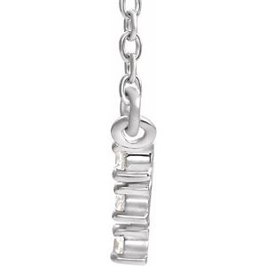 14K White Gold 17.7 X 6.9 Mm 18 In Polished 1/4 Ctw Natural Diamond Art Deco Necklace