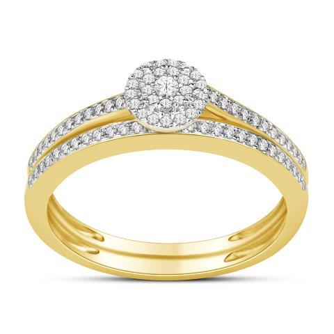 14K Yellow Gold 0.21-0.25 Cttw Diamond Ladies Ring