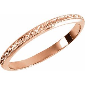 14K Rose Gold 2 Mm Polished Matching Band Size 7.5