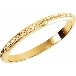 14K Yellow Or White Or Rose Gold Or Platinum Milgrain Geometric Band