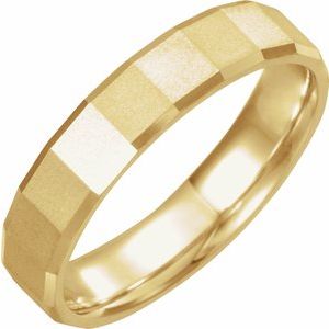 14K Yellow Gold 5 Mm Polished Comfort-Fit Patterned Wedding Band Size 7.5