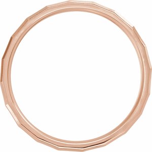 14K Rose Gold 5 Mm Polished Comfort-Fit Patterned Wedding Band Size 9