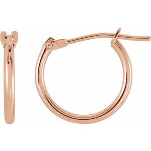 14K Rose Gold Pair Youth Hinged Hoop Earrings, Length: 12.5 Mm, Thickness: 2 Mm