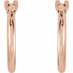 14K Rose Gold Pair Youth Hinged Hoop Earrings, Length: 12.5 Mm, Thickness: 2 Mm