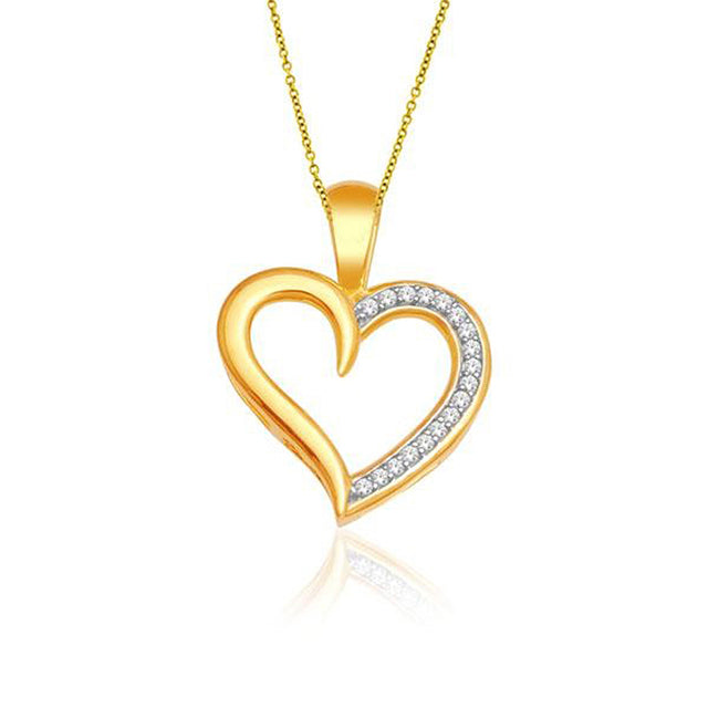 10K Yellow Gold 0.04 Cttw Diamond Heart Charm