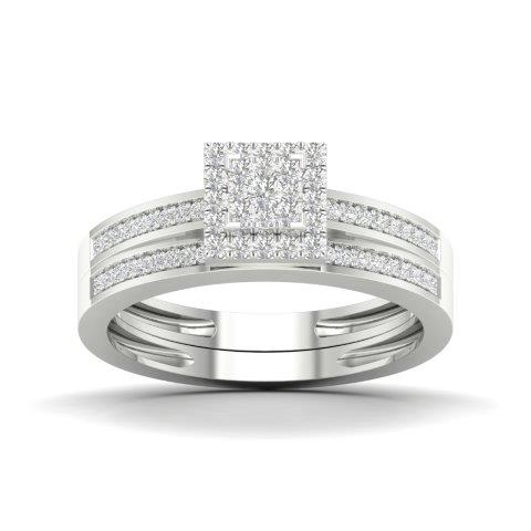 14K White Gold 0.28 Cttw Diamond Ladies 2 Bands Ring