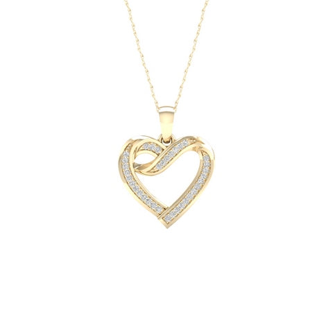 10K Yellow Gold 0.10 Cttw Diamond Heart Charm