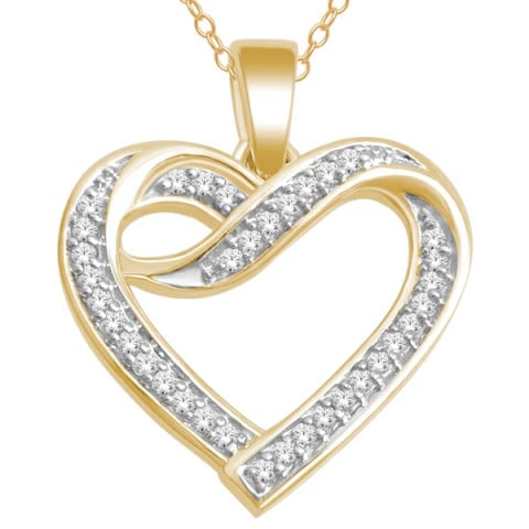 10K Yellow Gold 0.10 Cttw Diamond Heart Charm