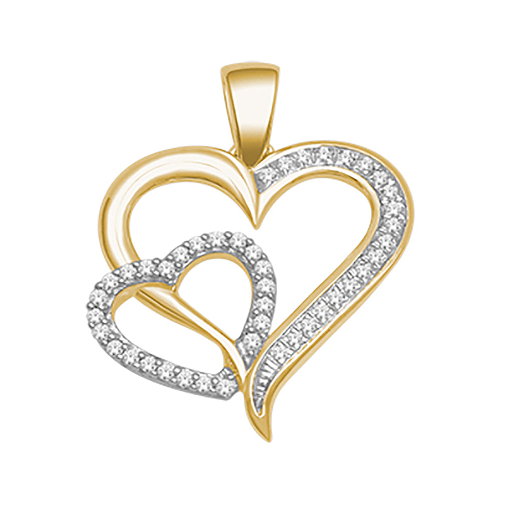 10K Yellow Gold 0.12 Cttw Diamond Heart Charm