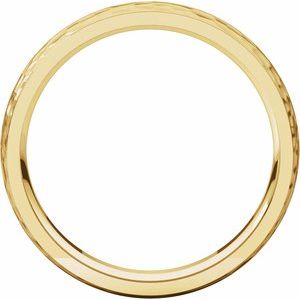 14K Yellow Gold 4 Mm Polished Half Round Edge Comfort-Fit Band With Hammer Finish Size 8