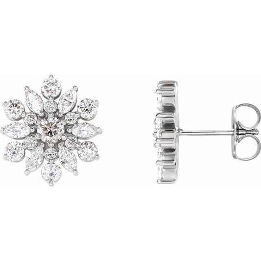 14K White Gold 3 Mm Round Friction Back Polished 1 Ctw Natural Diamond Vintage-Inspired Stud Earrings