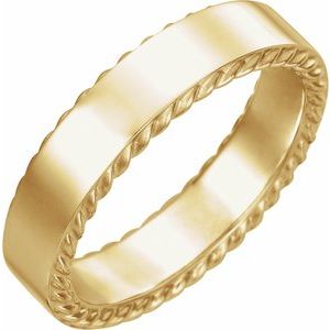 14K Yellow Gold 6 Mm Polished Rope Pattern Wedding Band Size 9.5