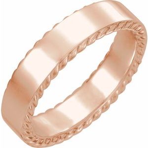 14K Rose Gold 6 Mm Polished Rope Pattern Wedding Band Size 11.5