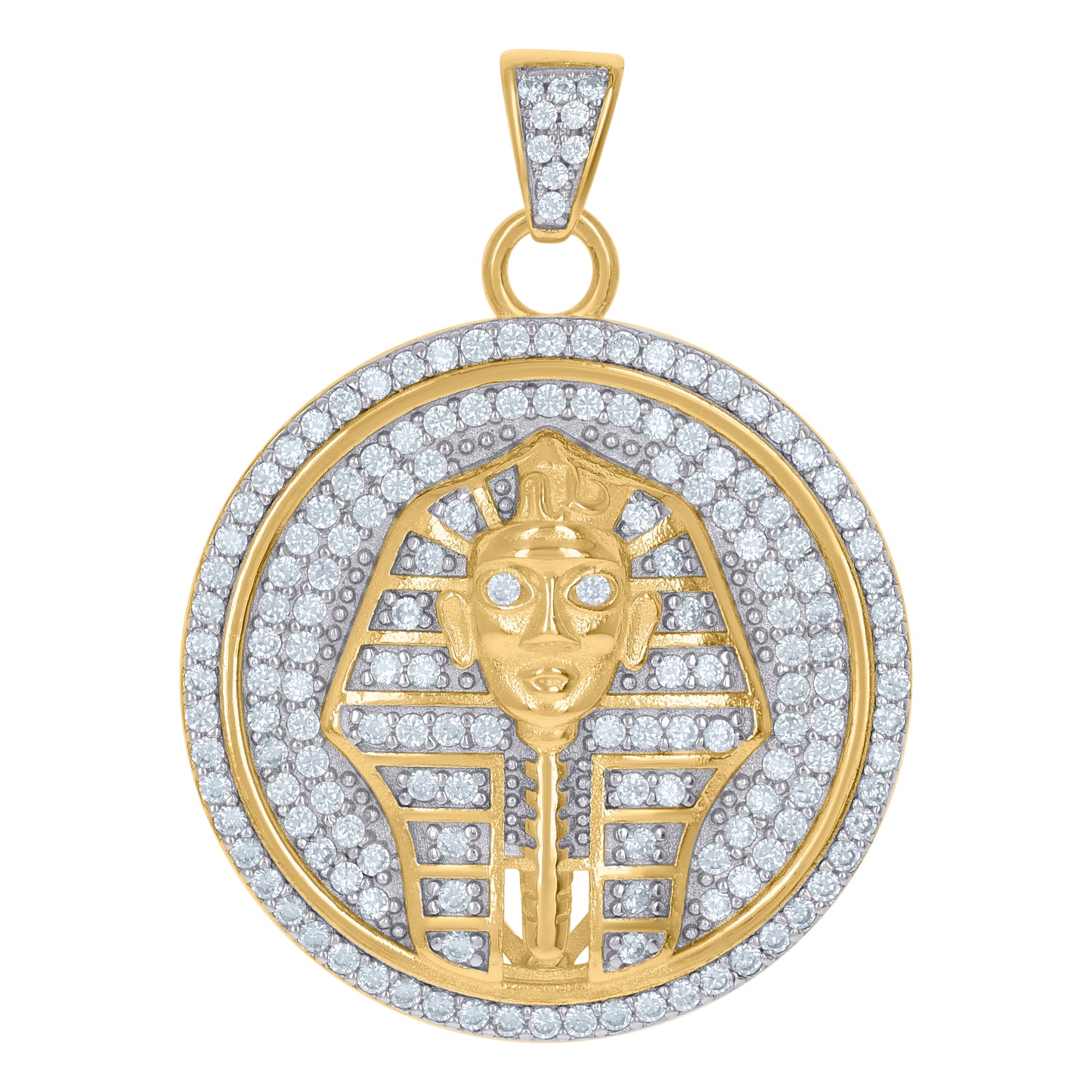 Sterling Silver Mens Cubic-Zirconia Pharaoh Egyptian Fashion Charm Pendant